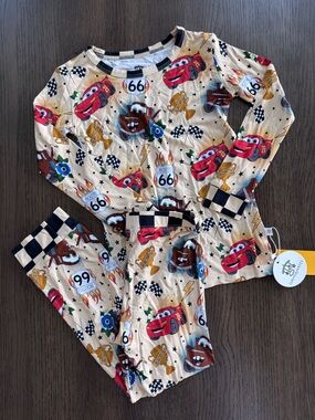 NWT 4T Davis & Hayes Route 66 Race Car Pajama Set - Cars movie Lightning McQueen